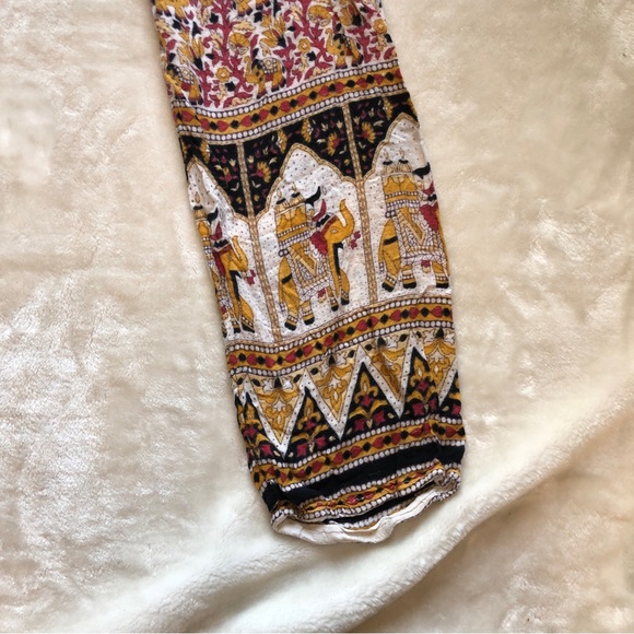 OSFM Floral Elephant Print Lightweight Wide Leg Harem Pants - Picture 3 of 9